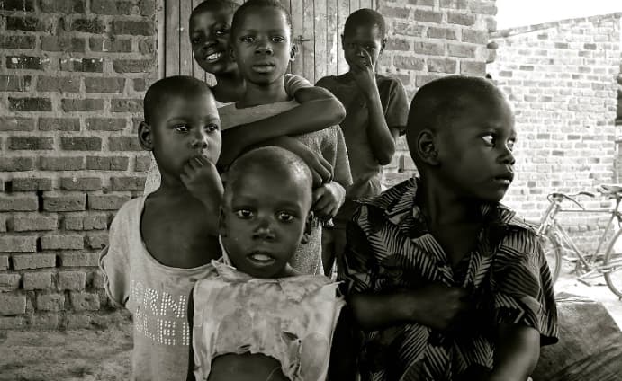 African children in black and white